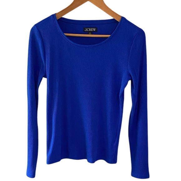 J. Crew Harbor View Blue Long Sleeve Tee Shirt In Vintage Rib Size Medium - Picture 4 of 10
